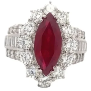 Pt･Pm900 ビルマ産ピジョンブラッドルビー・ダイヤモンドリング 2.93 ct D2.54 ct