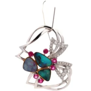 K18/K18WG オパール・多色石 ブローチ BO8.4・T1.57・D1.58 ct