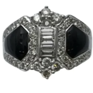 K18WG ダイヤモンド オニキス リング