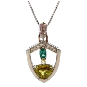 Pt900/Pt850 スフェーン・多色石 0.11・0.33・0.32・0.11・2.12ct