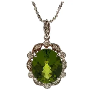 K18WG ペリドット・ダイヤモンド 9.51・D0.5ct