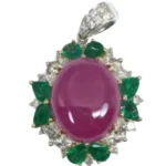 Pt900/K18[Ptﾒｲﾝ] ルビー・エメラルド・ダイヤモンド ペンダントトップ R22.25 ct E2.58・D1.73 ct