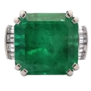 Pt･Pm900 コロンビア産エメラルド・ダイヤモンド リング 23.29 ct 1.26 ct