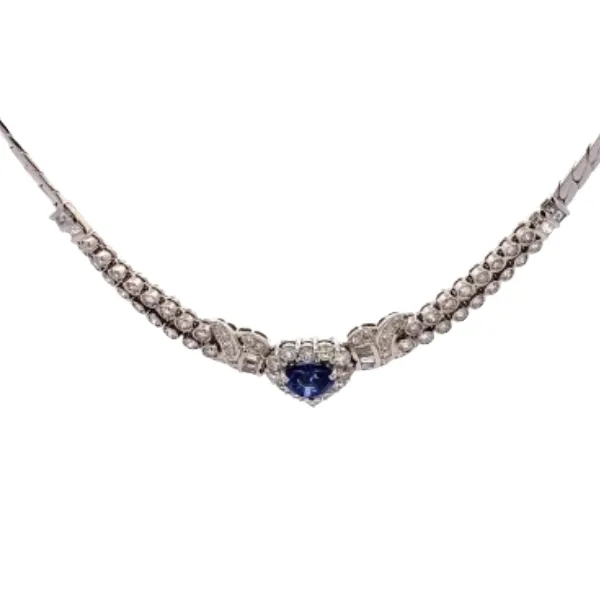 Pt･Pm900 サファイア・ダイヤモンドネックレス S3.12 ct D2.63 ct