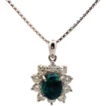 Pt850/Pt ブラックオパール・ダイヤモンド ネックレス/ペンダントトップ 1.01・D0.71ct