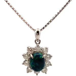 Pt850/Pt ブラックオパール・ダイヤモンド ネックレス/ペンダントトップ 1.01・D0.71ct