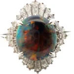 Pt･Pm900 ブラックオパール・ダイヤモンド リング 2.09・1.29ct買取の参考価格