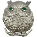 K18WG エメラルド・ダイヤモンド ブローチ E0.26・D0.34 ct