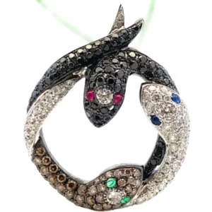 K18WG ダイヤモンド・多色石 ネックレス/ペンダントトップ D2.8・0.2ct