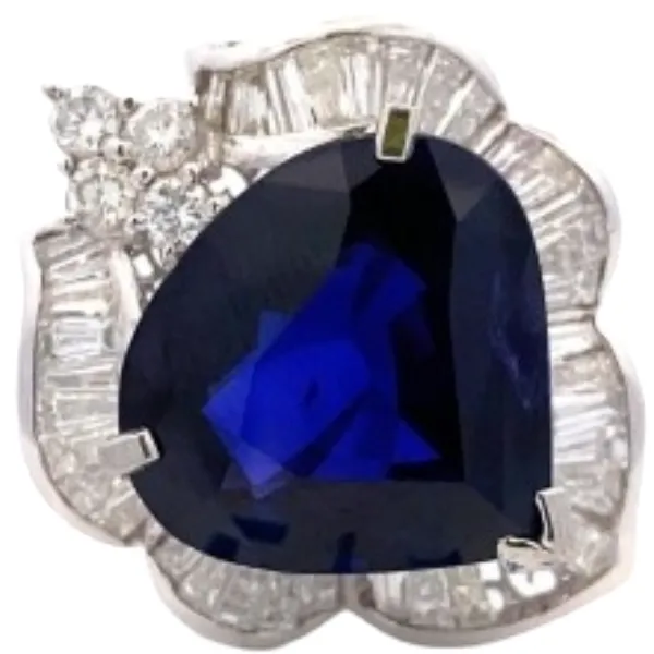 Pt・Pm900 ブルーサファイア・ダイヤモンド リング S17.49ct D3.05ct