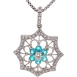 K18WG ダイヤモンド・パライバトルマリン ネックレス/ペンダントトップ 0.35・0.38ct