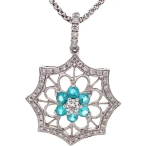 K18WG ダイヤモンド・パライバトルマリン ネックレス/ペンダントトップ 0.35・0.38ct