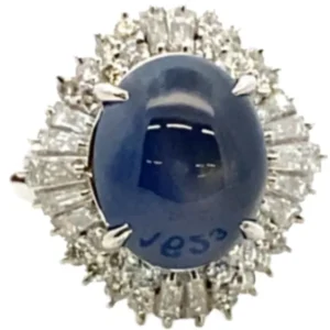 タサキ Pt･Pm900 スターサファイア・ダイヤモンド リング 12.38・1.94ct