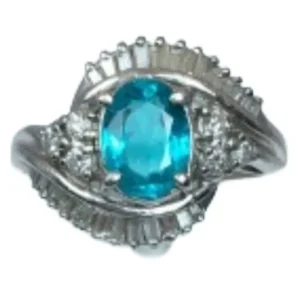 Pt･Pm900 パライバトルマリン・ダイヤモンド リング 0.91 ct D0.53 ct