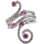 K18WG ピンクサファイア・ダイヤモンド リング S0.75・0.9ct