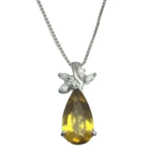 Pt900/K14WG スフェーン・ダイヤモンド ネックレス/ペンダントトップ 4.02 ct D0.20 ct