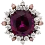 Pt900K18[Ptﾒｲﾝ] ローライトガーネット・ダイヤモンド リング RG9.638 ct 0.238・0.858 ct