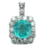 Pt･Pm950 モザンビーク産パライバトルマリン・ダイヤモンド ネックレスペンダントトップ 3.508 ct 1.68 ct