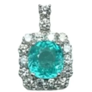 Pt･Pm950 モザンビーク産パライバトルマリン・ダイヤモンド ネックレスペンダントトップ 3.508 ct 1.68 ct