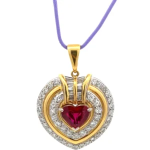 K18/Pt ルビー・ダイヤモンド ネックレス/ペンダントトップ 1.76・0.88・0.27ct