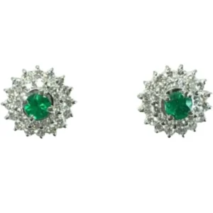 PT900 エメラルド・ダイヤモンド ピアス 0.39・0.4 ct