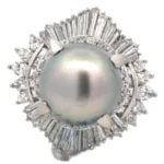 Pt･Pm900 パール・ダイヤモンド リング D3.31 ct