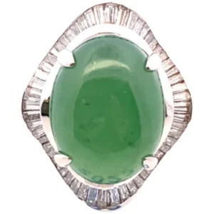 Pt･Pm900 翡翠・ダイヤモンド リング D2.91ct