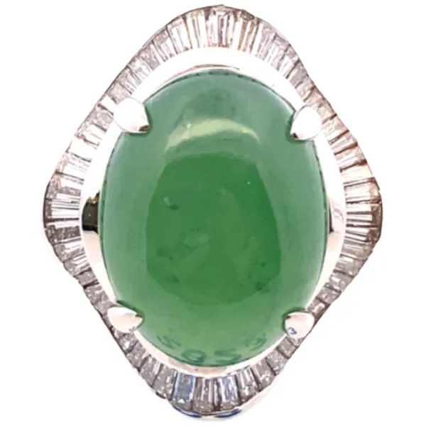 Pt･Pm900 翡翠・ダイヤモンド リング D2.91ct