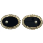 K18 オニキス・ダイヤモンド カフスタイピン 0.78・0.78 ct