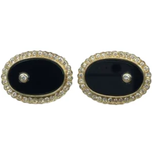 K18 オニキス・ダイヤモンド カフスタイピン 0.78・0.78 ct