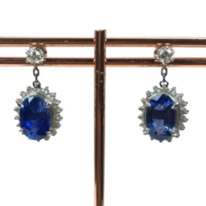 Pt･Pm900 サファイア・ダイヤモンド ピアス/イヤリング 2.779・2.31 ct D0.27・0.115・D0.285・0.102 ct