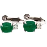 Pt･Pm900 エメラルド・ダイヤモンド イヤリング 1.56・1.71 ct 0.11・0.11 ct