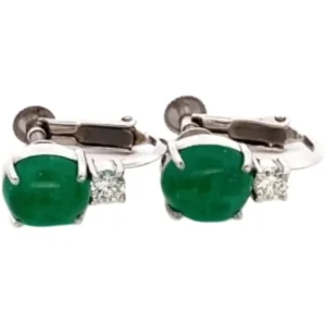 Pt･Pm900 エメラルド・ダイヤモンド イヤリング 1.56・1.71 ct 0.11・0.11 ct