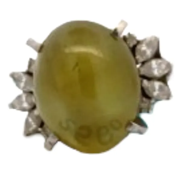 Pt･Pm850 クリソベリルキャッツアイ・ダイヤモンド リング 20.75 ct 0.54 ct