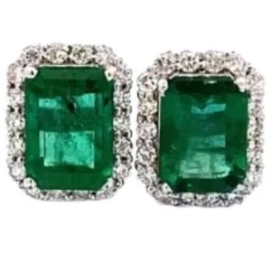 K18 エメラルド・ダイヤモンド・ ピアス E1.58・E1.58 ct D0.26・D0.26 ct