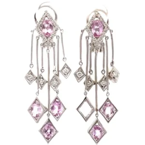 K18 ピンクトパーズ・ダイヤモンド ピアス/イヤリング 3.69・D0.48ct