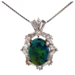 Pt850/Pt900 ブラックオパール・ダイヤモンド ネックレス/ペンダントトップ 4.59・D1.2ct