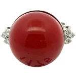 Pt･Pm900 サンゴ・ダイヤモンド リング 0.22ct買取の参考価格