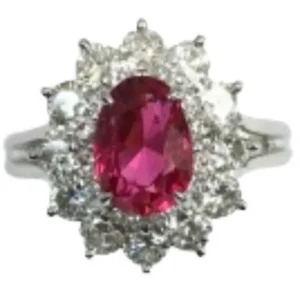 Pt･Pm900 スピネル・ダイヤモンド リング 1.81 ct 1.19 ct