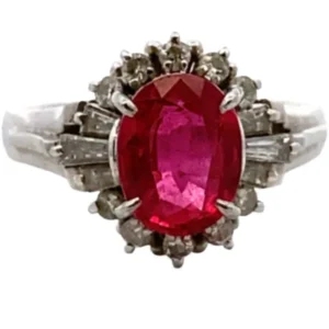 Pt･Pm900 スピネル・ダイヤモンド リング 1.8・0.38ct