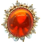 K18 ファイヤーオパール・多色石 リング 7.08・D0.58ct