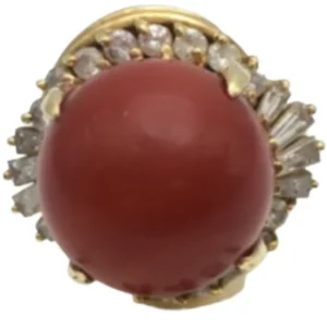 K18 サンゴ・ダイヤモンド リング 1.5 ct