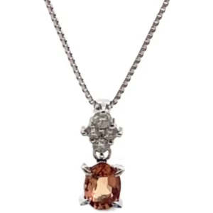 Pt850/Pt パパラチアサファイア・ダイヤモンド ネックレス/ペンダントトップ 0.537・0.12ct