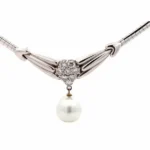 K18/K14WG パール・ダイヤモンド ネックレス/ペンダントトップ 0.95ct