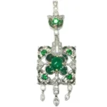 K18K18WG エメラルド・ガーネット・ダイヤモンド ネックレストップ E1.32 ct D0.25・G0.60 ct