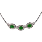 Pt850Pt900 翡翠・ダイヤモンド ネックレス 3.38・D0.96 ct