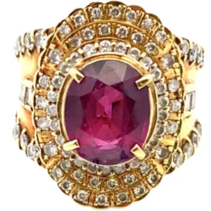 K18 ロードライトガーネット・ダイヤモンド リング 5.00・D1.59ct