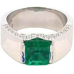 タサキ Pt･Pm900 コロンビア産エメラルド・ダイヤモンド 1.63・0.34ct