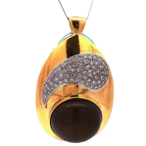 Pt900K18[Kﾒｲﾝ] キャッツアイ・ダイヤモンド ネックレスネックレストップ 44.92 ct 0.63 ct