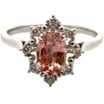 Pt･Pm950 パパラチアサファイア・ダイヤモンド リング 1.14・0.15ct